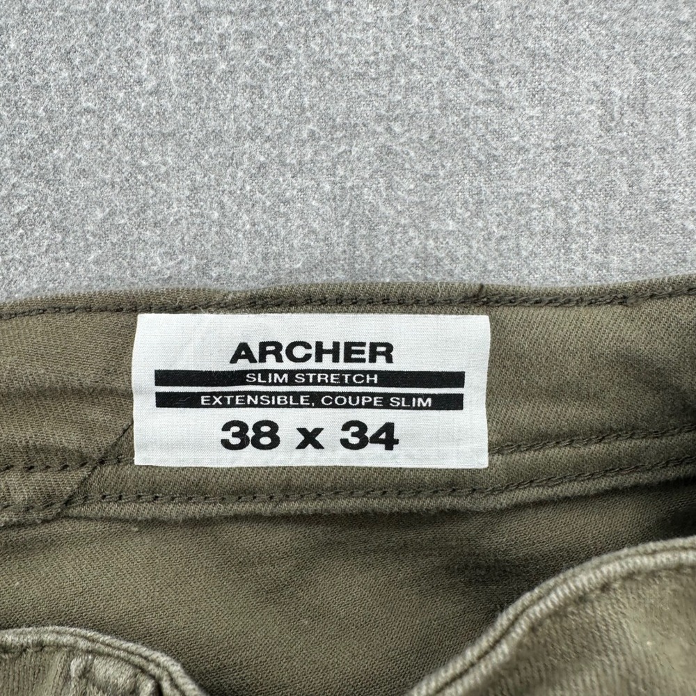 Buffalo David Bitton Archer Slim Pants Mens 38x34 Green Stretch Chino Casual - Picture 2 of 8